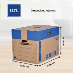 5 Cartons déménagement 127L - Bankers Box SmoothMove FastFold Fellowes