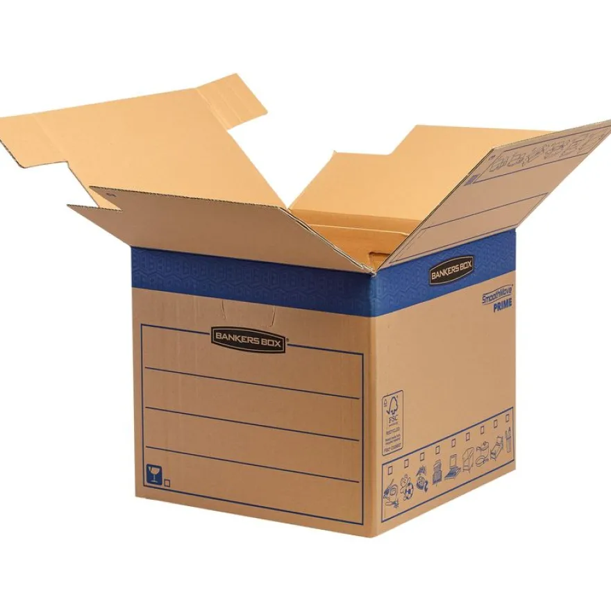 5 Cartons déménagement 85L - Bankers Box SmoothMove FastFold Fellowes