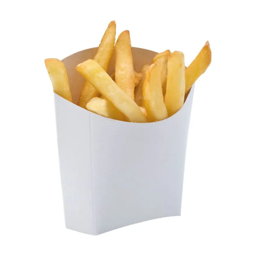250 Cornets à frites PM Kraft blanc - 130 (L) x 139 (H) mm