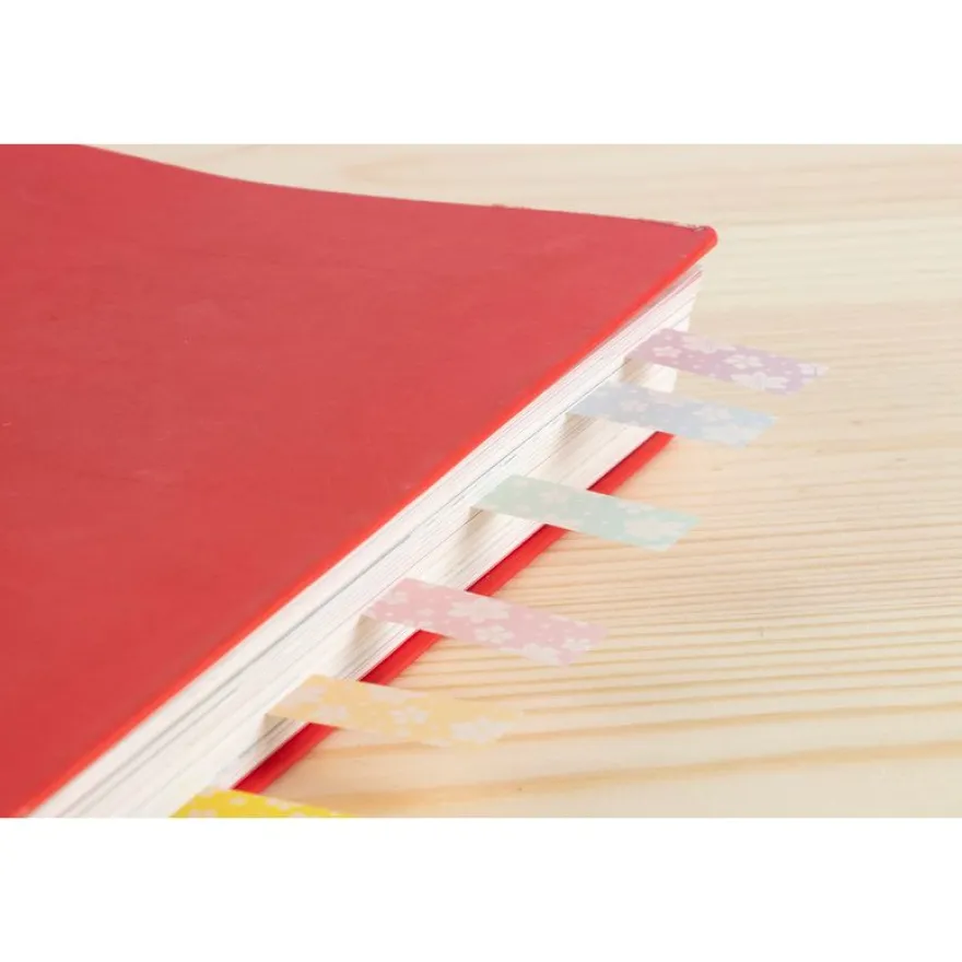 160 index adhésifs pastel fleuris 44×10 mm - repositionnables - 8 couleurs - pour livres - révisions et planners