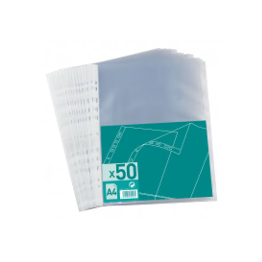50 Pochettes perforées - A4 - grainé - pour 20 feuilles - 4/100