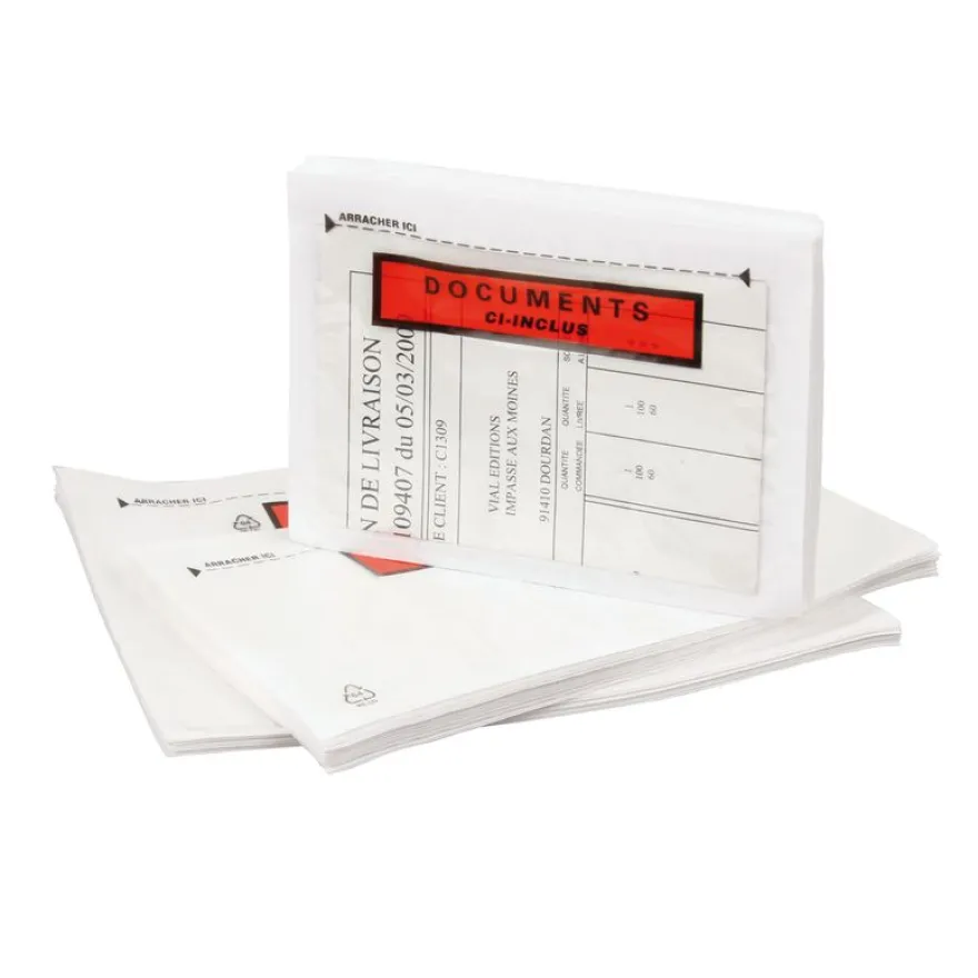 100 pochettes porte documents "ci-inclus" - 16,5 x 22,8 cm