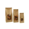 100 Sachets kraft alimentaires à fenêtre - 21,5 x 9 + 5 cm