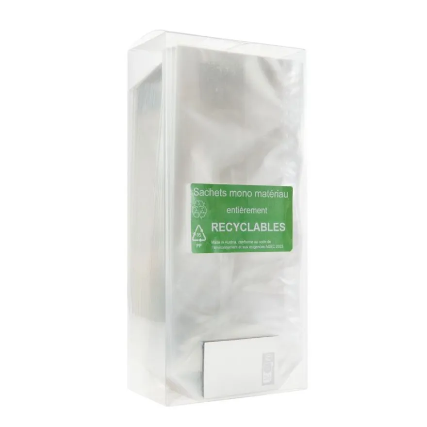 100 Sachets transparent - fond rigide – 10×22 cm – Recyclable
