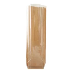 100 Sacs à fond rigide – Dos couleur jute naturelle – Face transparente – 10×22 cm