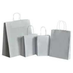 50 Sacs cadeau kraft - poignées torsadées - 32 cm x 12 cm x 44 cm - blanc