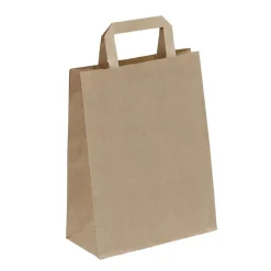 50 Sacs cadeau kraft - poignées plates - 22 cm x 10 cm x 29 cm - brun