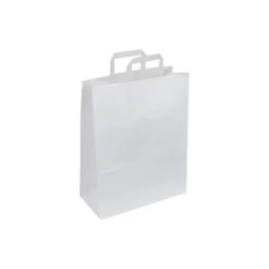 50 Sacs cadeau kraft - poignées plates - 32 cm x 17 cm x 39 cm - blanc