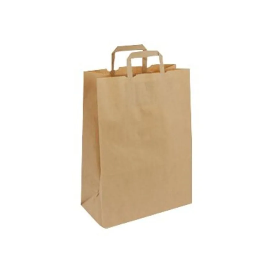 50 Sacs cadeau kraft - poignées plates - 32 cm x 17 cm x 45 cm - brun
