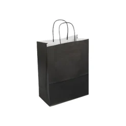 50 Sacs cadeau kraft - poignées torsadées - 35 cm x 14 cm x 40 cm - noir