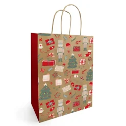 50 Sacs kraft poignées torsadées Noella brun - 18 x 8 x 22 cm