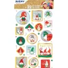 32 stickers de Noël, motifs traditionnels, rouge, vert et kraft, formes variées