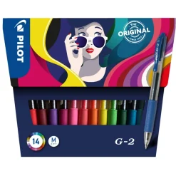 14 stylos Pilot roller G-2 - Roller encre gel rétractable - 0,7 mm
