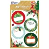 12 étiquettes cadeaux de Noël, motifs traditionnels, floral