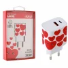 Adaptateur USB iTotal : Chargeur mural 20W avec cœur - USB-C & USB-A