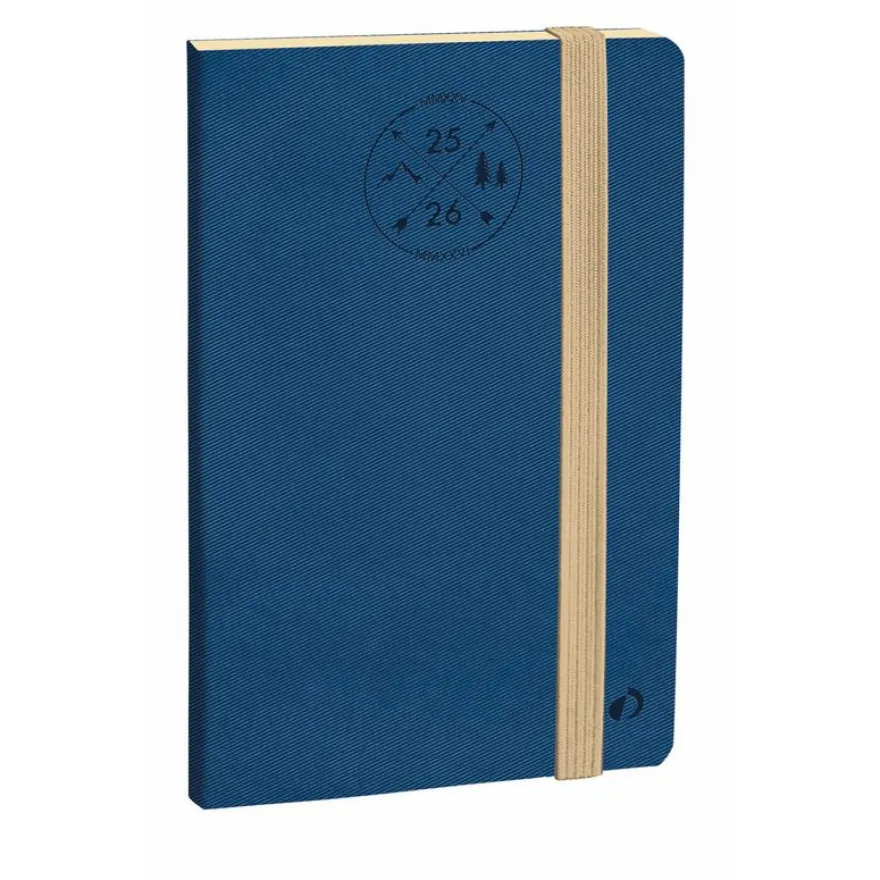 Agenda à élastique Everest Horizontal 16 mois - 1 semaine sur 2 pages - 16 x 24 cm - bleu denim - Quo Vadis