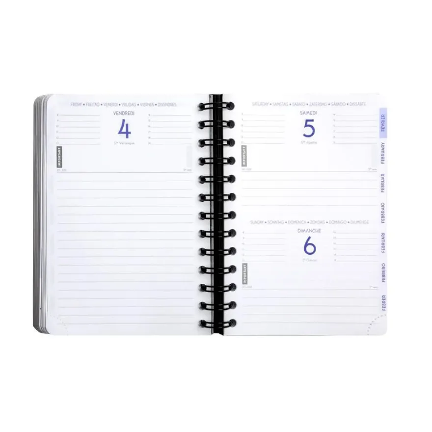Agenda à spirale Shiny - 1 jour par page - 12 x 17 cm - fleurs - Exacompta