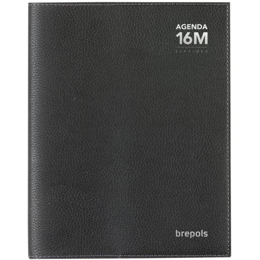 Agenda Calpe - 16 mois - 1 semaine par 2 pages - 21,9 x 15,9 cm - noir - Brepols