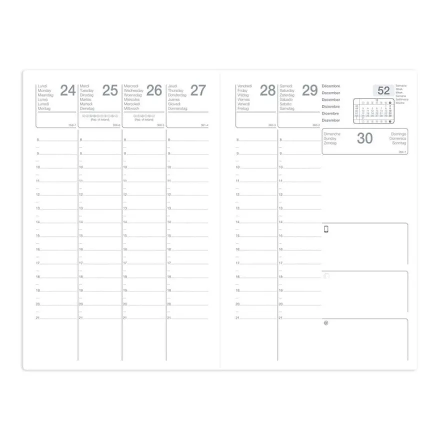 Agenda Calypso - 1 semaine sur 2 pages - 10 x 15 cm - noir - Quo Vadis