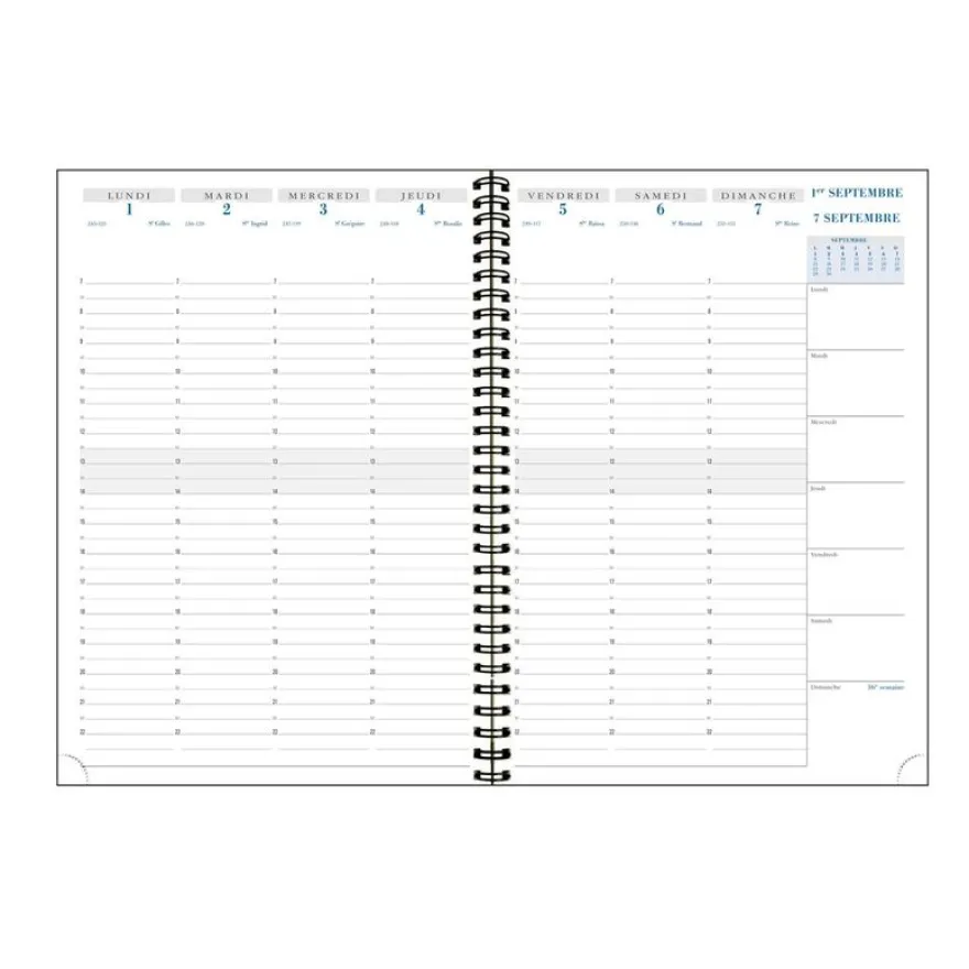 Agenda Casual - 1 semaine sur 2 pages - 16 mois - 21 x 29,7 cm - bleu clair - Exacompta