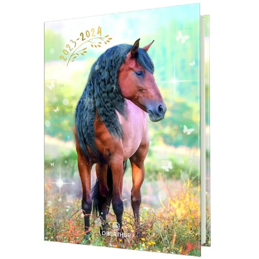 Agenda Cheval - 1 jour par page - 12,5 x 17,5 cm - brun - Oberthur