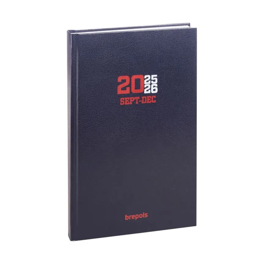 Agenda College 16 mois - 1 jour par page - 13 x 21 cm - noir - Brepols