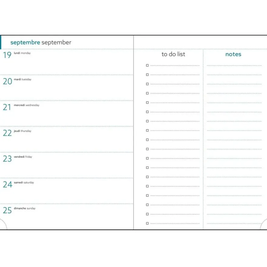 Agenda de bureau 16 mois Auréa - 1 semaine sur 1 page - 15 x 21 cm - Bleu - Exacompta