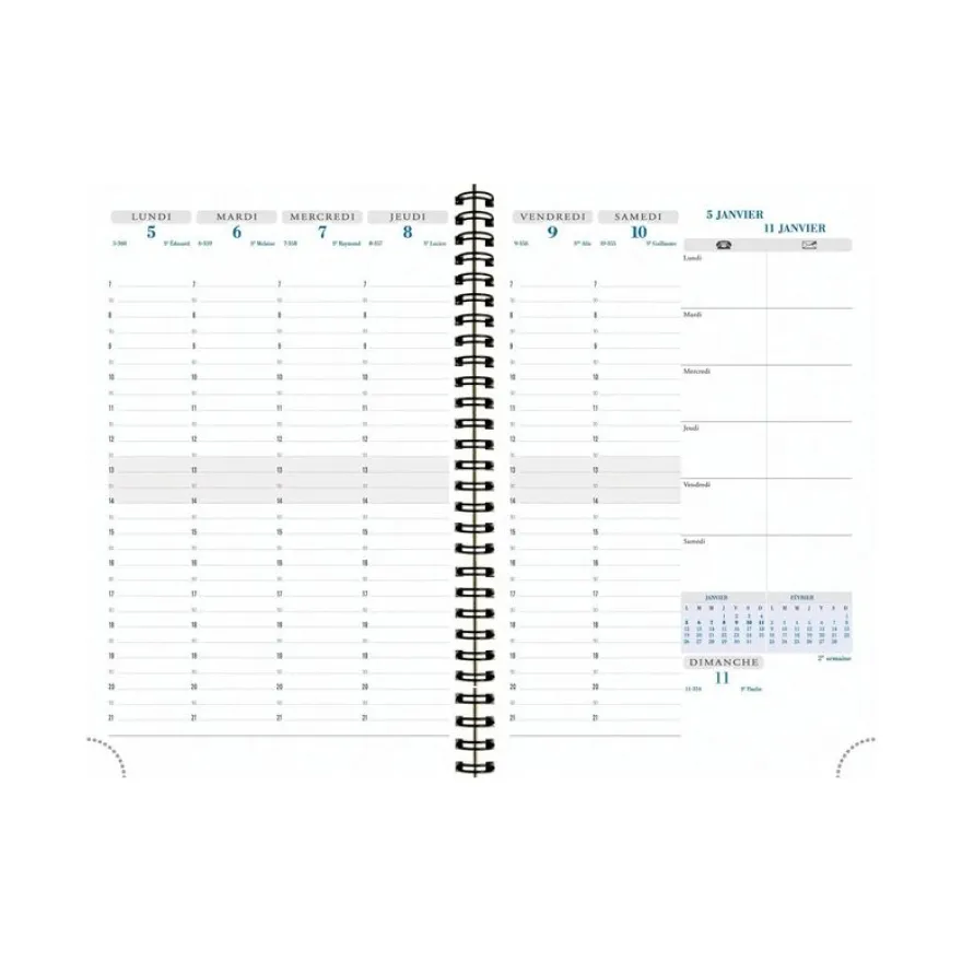 Agenda de bureau Cléa All in One Horizons 20S Visuel spiralé - 1 semaine sur 2 pages + 1 carnet de notes ligné -15 x 21 cm - Violet/Or - Exacompta