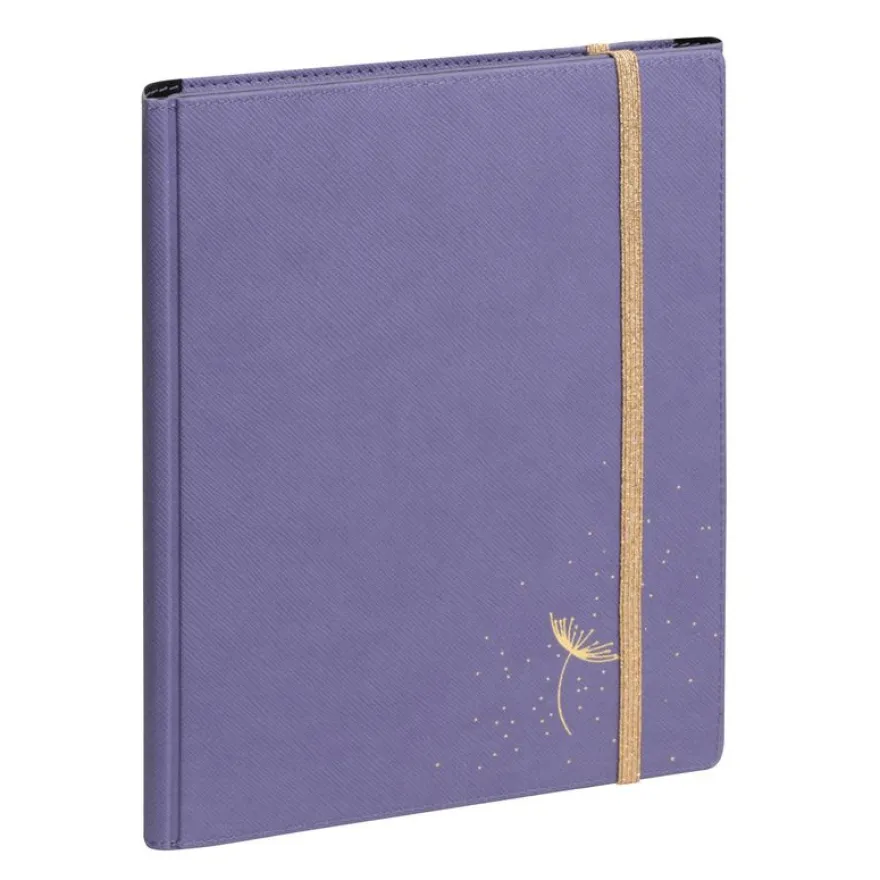 Agenda de bureau Cléa All in One Horizons 20S Visuel spiralé - 1 semaine sur 2 pages + 1 carnet de notes ligné -15 x 21 cm - Violet/Or - Exacompta