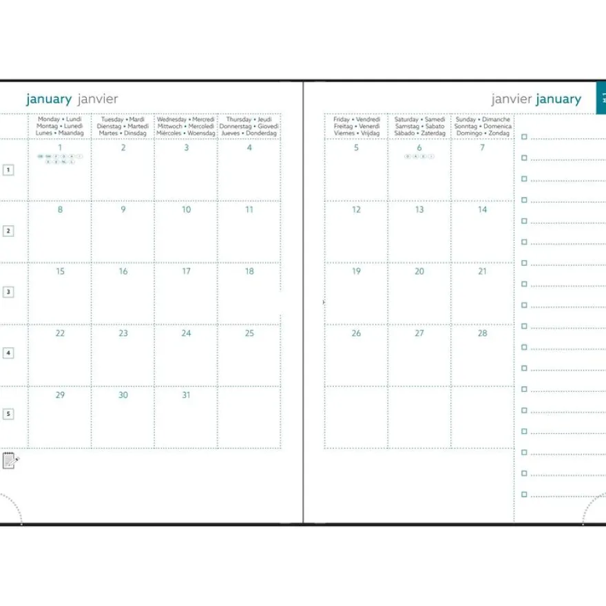 Agenda de bureau EasySlim 21 Carte - 1 mois sur 2 pages - 15 x 21 cm - Noir - Exacompta