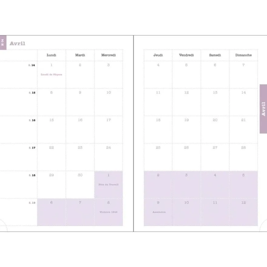 Agenda de bureau Nubia - 1 semaine sur 2 pages - 15 x 21 cm - Bleu - Exacompta