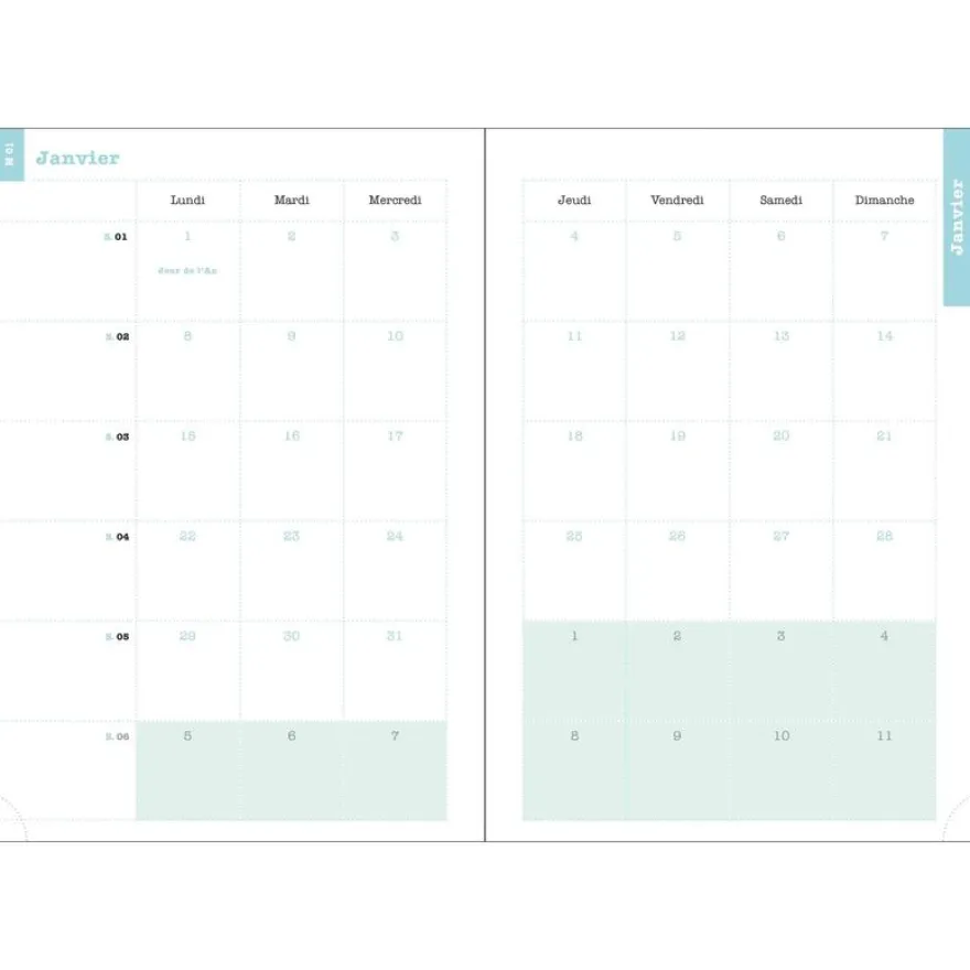 Agenda de bureau Nubia - 1 semaine sur 2 pages - 15 x 21 cm - Bleu - Exacompta