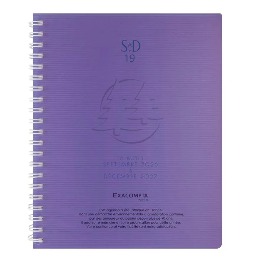 Agenda de bureau spiralé 16 mois Linicolor - 1 semaine sur 2 pages - 14 x 18 cm - disponible dans différentes couleurs - Exacompta