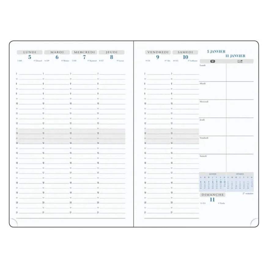 Agenda de bureau Winner - 1 semaine sur 2 pages - 15 x 21 cm - disponible dans différentes couleurs - Exacompta