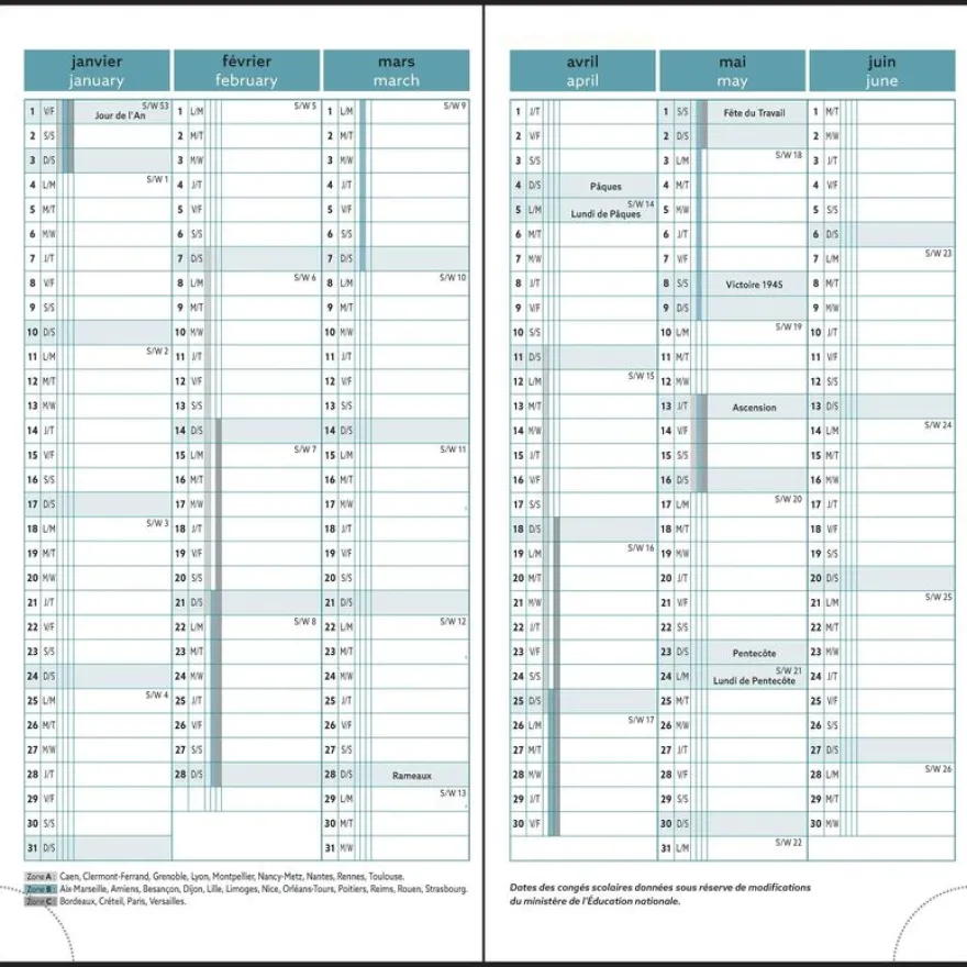 Agenda de poche Gwenaëlle Trolez - 1 semaine sur 2 pages - 9 x 17,5 cm - oiseaux - Exacompta
