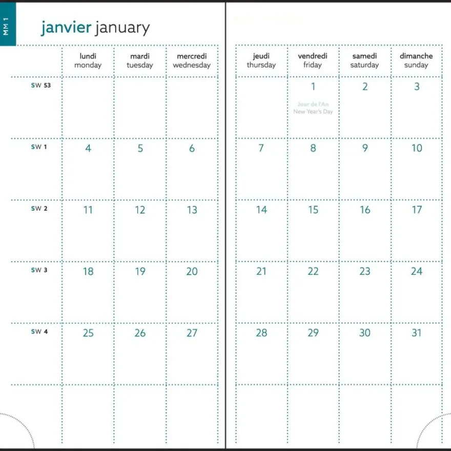 Agenda de poche Ondine Easytime 17 - 1 semaine sur 2 pages - 9 x 17,5 cm - disponible dans différentes couleurs - Exacompta