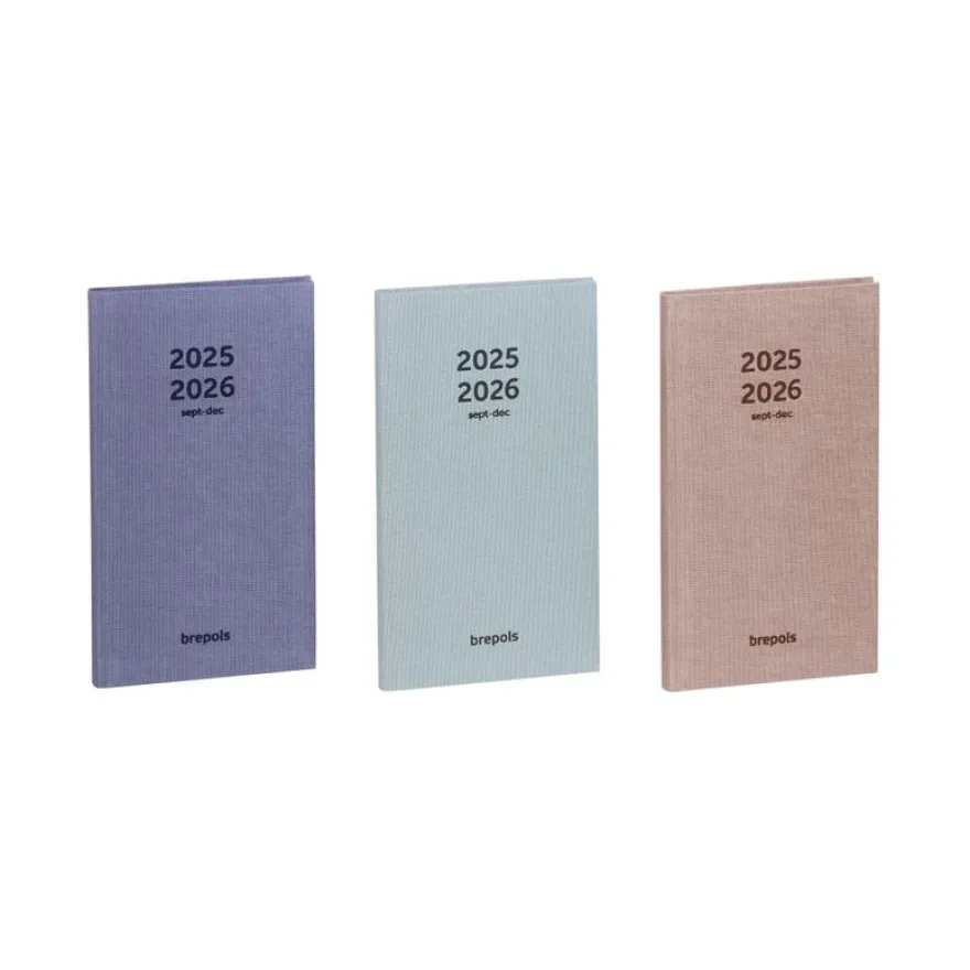 Agenda de poche Raw 16 mois - 1 semaine sur 2 pages - 9 x 16 cm - 3 couleurs disponibles - Brepols