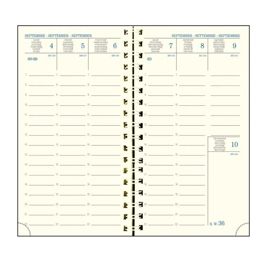 Agenda de poche spiralé 16 mois Linicolor - 1 semaine sur 2 pages - 9 x 16 cm - disponible dans différentes couleurs - Exacompta