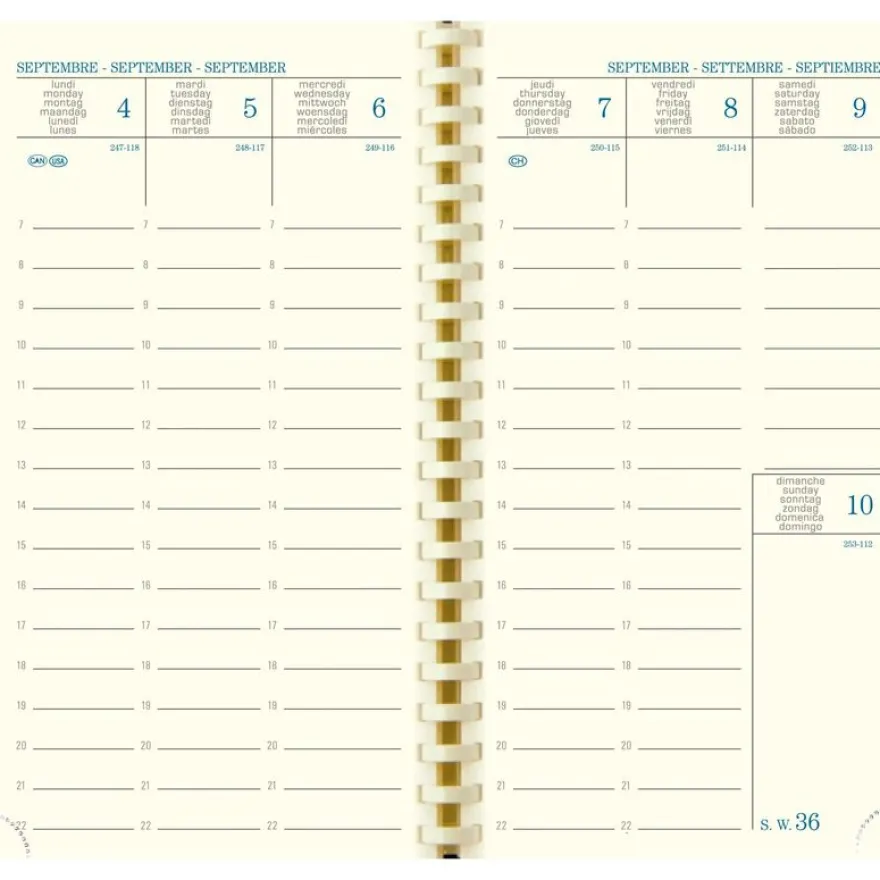 Agenda de poche spiralé 16 mois Vérone - 1 semaine sur 2 pages - 9 x 16 cm - disponible dans différentes couleurs - Exacompta