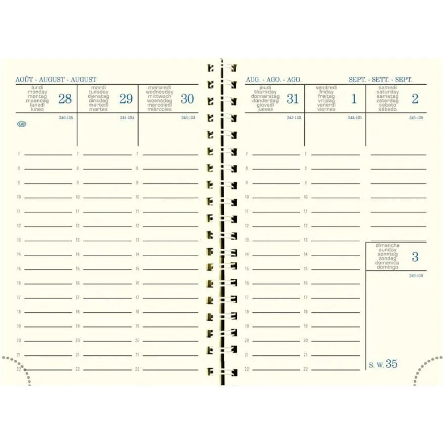 Agenda de poche spiralé 16 mois Linicolor - 1 semaine sur 2 pages - 9 x 13 cm - disponible dans différentes couleurs - Exacompta