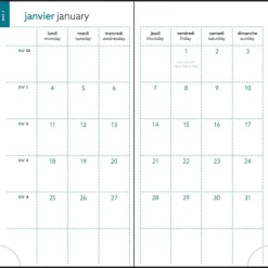 Agenda de poche spiralé Amélie EasyTime 17 - 1 semaine sur 2 pages - 9 x 17,5 cm - disponible dans différentes couleurs - Exacompta
