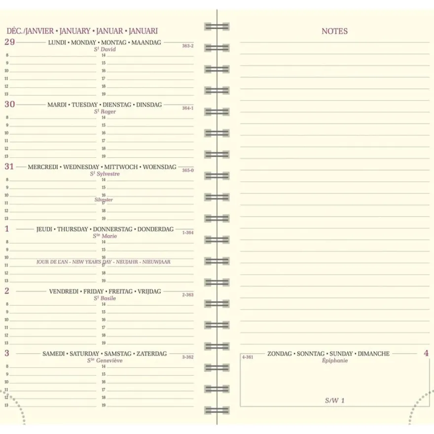 Agenda de poche Végétal Espace 16S spiralé - 1 semaine sur 2 pages - 9 x 16 cm - Vert/Or - Exacompta