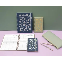 Agenda de poche Végétal Espace 16S spiralé - 1 semaine sur 2 pages - 9 x 16 cm - Vert/Or - Exacompta