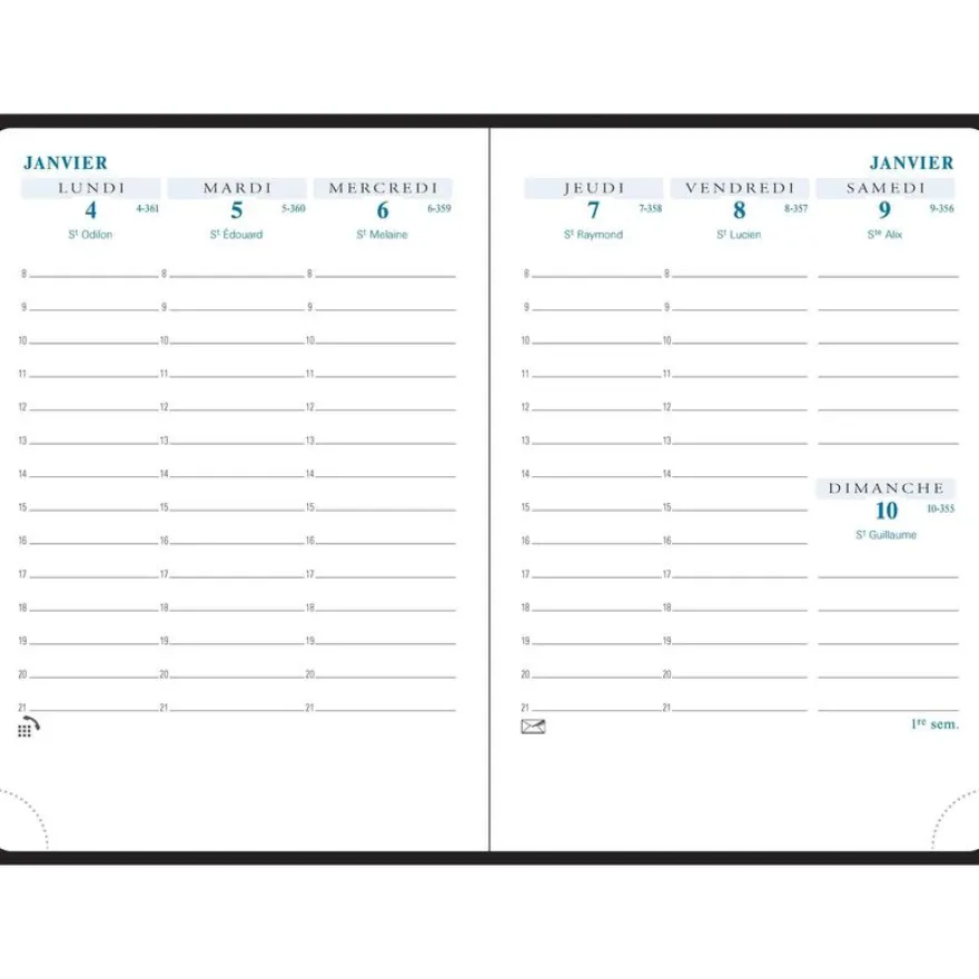Agenda de poche Winner - 1 semaine sur 2 pages - 9 x 13 cm - disponible dans différentes couleurs - Exacompta