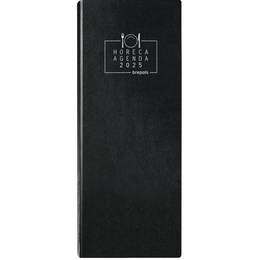 Agenda Horeca - 1 jour sur 2 pages - 14 x 32,5 cm - noir - Brepols