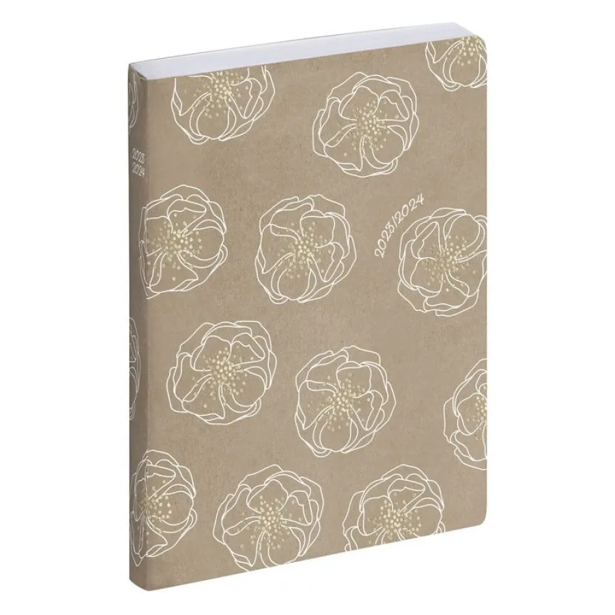 Agenda Kraft - 1 jour par page - 12 x 17 cm - fleurs - Exacompta