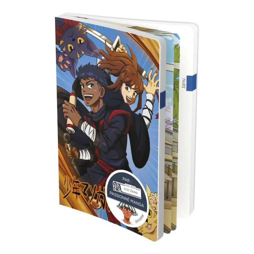 Agenda Manga Shonen - 1 jour par page - 12 x 17 cm - décors assortis - Hamelin