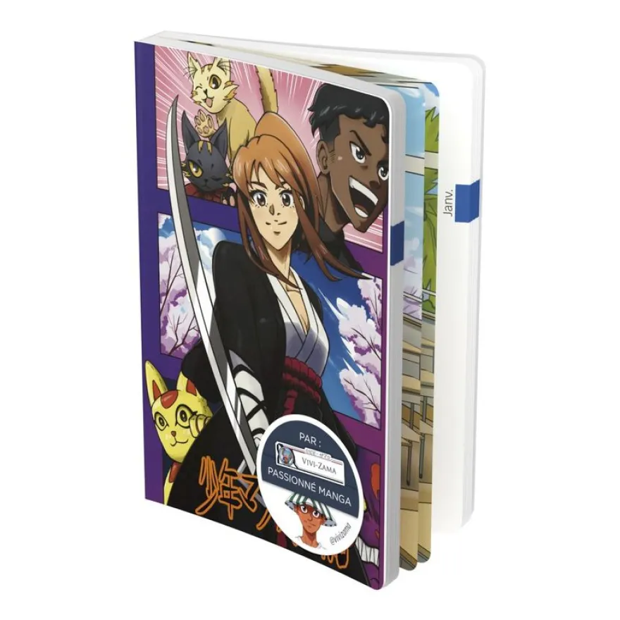 Agenda Manga Shonen - 1 jour par page - 12 x 17 cm - décors assortis - Hamelin