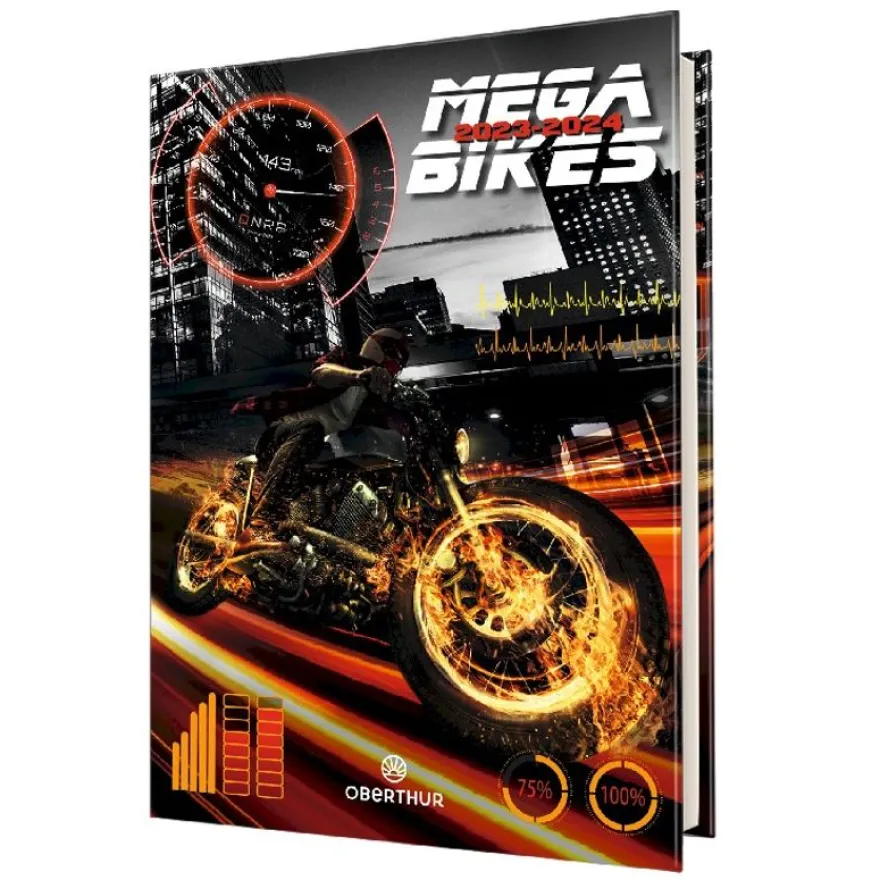 Agenda Megabikes - 1 jour par page - 12,5 x 17,5 cm - Oberthur