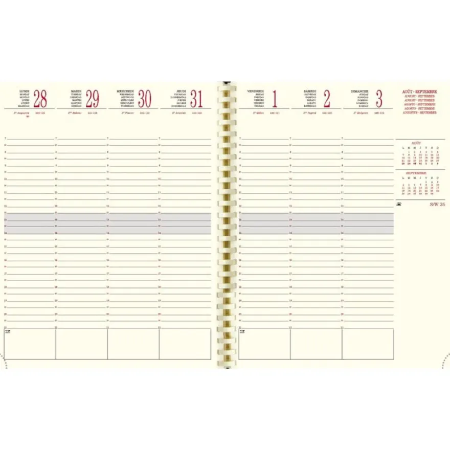 Agenda Rialto - 1 semaine sur 2 pages - 16 mois - 18,5 x 22,5 cm - havane - Exacompta